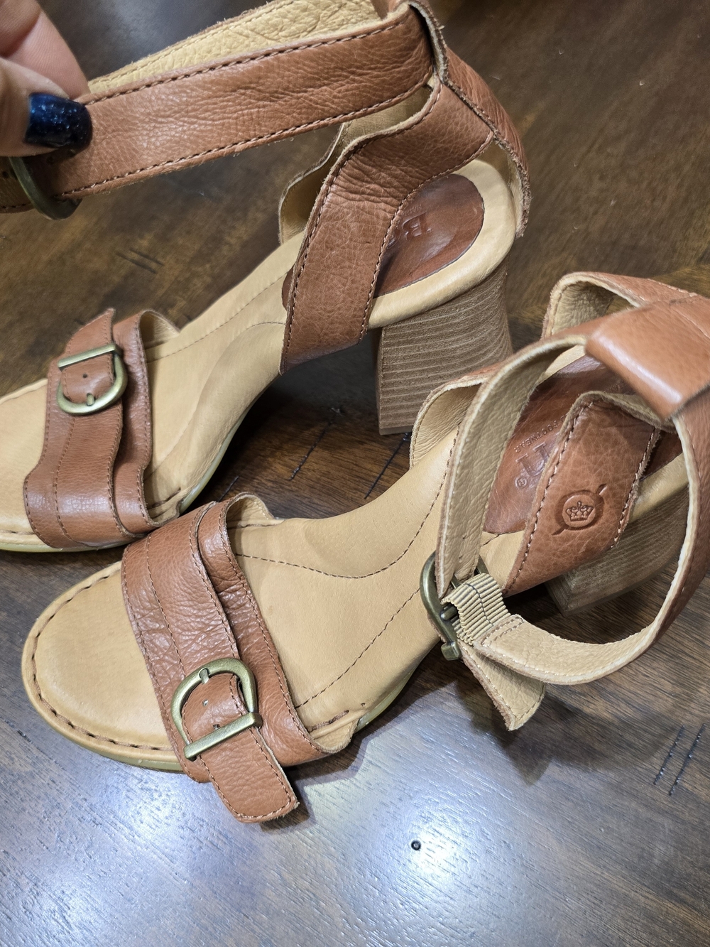 Boc Tan/Brown Leather Block Heel Sandals
